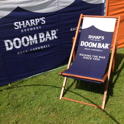 Sharps Brewery Windbreak and Deckchair in the garden