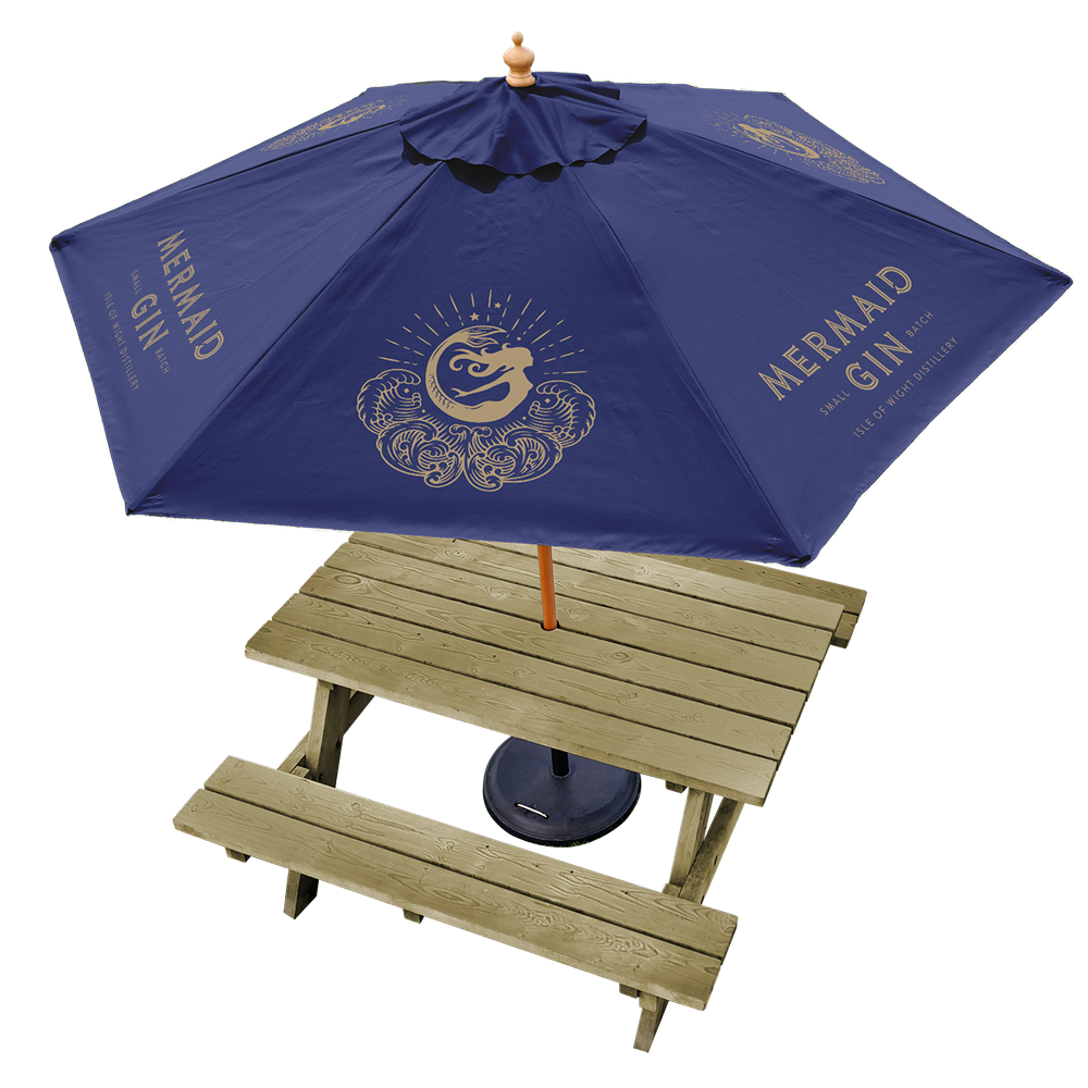 Mermaid Gin branded parasol